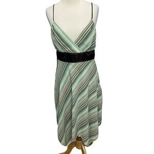 Breakin Loose Y2K Dress 10 Green Brown Striped Handkerchief Y2K Fairy Grunge Vtg